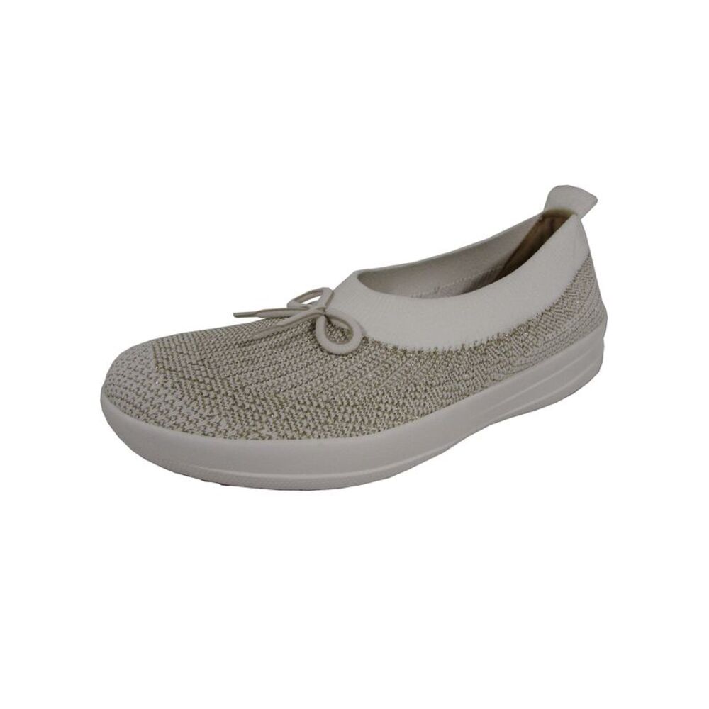 Fitflop Womens Uberknit Metallic Weave Bow Ballerina Flats